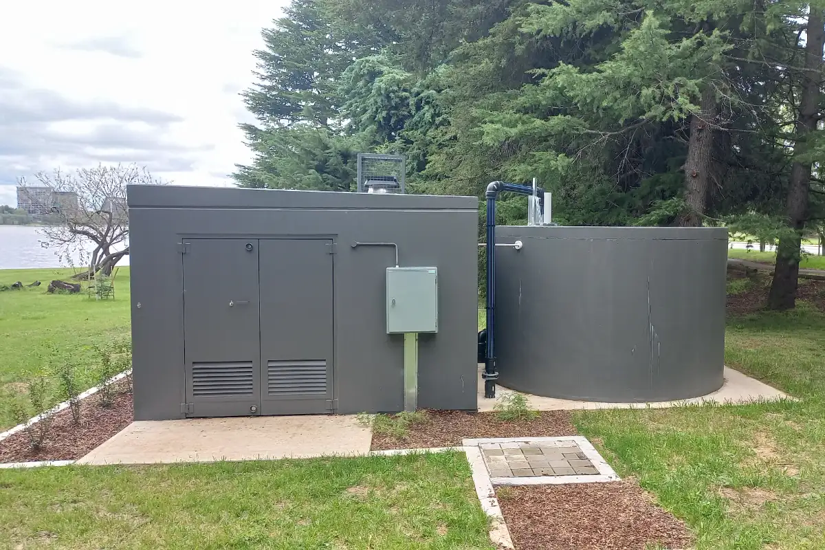 Total Irrigation Designers irrigation shed and tank